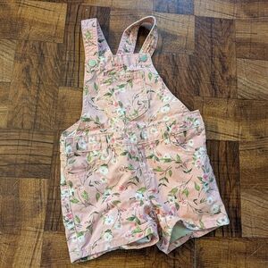 The Children's Place Jean Shortalls Floral Pink Spring Sumner Girls 5T